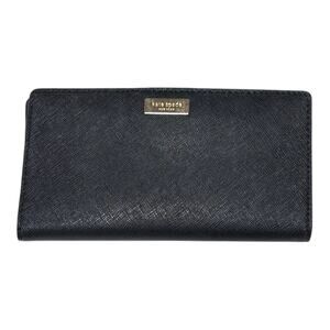 Kate Spade Classic Wallet - Black with Silver - Zipper Pocket, Snap Closure